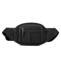 Lightweight black multi-functional waist bag for men with durable nylon and WE POWER logo - Black