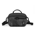 Men's crossbody bag in dark gray camouflage and black nylon with double zipper - S / Black