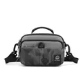 Men's multifunctional shoulder bag in dark gray and camouflage nylon fabric - S / Gray
