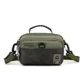 Men's crossbody bag in army green with black camo print and adjustable strap - S / Army Green