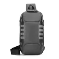 Waterproof anti-theft sling bag in dark grey and black with secure combination lock - Gray