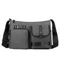 Dark gray waterproof messenger bag with multi-pocket design and adjustable strap - Gray