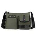 Military green utility messenger bag with adjustable strap and multiple pockets - Army Green