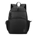 Front view of black multi-compartment business laptop backpack with breathable straps - Black