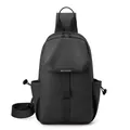 Borsello monospalla sportivo da uomo nero in nylon impermeabile con tracolla regolabile - Nero