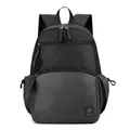 Large capacity black business backpack with multi-layer zippers and side pockets - Gray