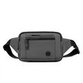 Donkergrijze waterdichte nylon heuptas met verstelbare riem en discreet logo - Grijs