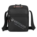 Borsa a tracolla minimalista in nylon nero con logo WEPOWER e tracolla regolabile - Nero