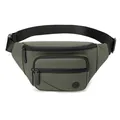 Sac de poitrine en nylon vert armée avec trois compartiments zippés et sangle noire - Vert Militaire