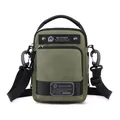 Army green waterproof nylon crossbody bag with adjustable strap and front zip pocket - Army Green