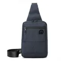 Sacoche bandoulière en nylon bleu marine pour homme avec poche zippée et sangle réglable - Bleu clair