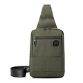 Sac de poitrine homme vert olive en nylon avec bandoulière noire réglable - Vert Militaire