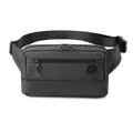 Men's black casual waist bag in high-density nylon with adjustable buckle strap - Gray