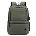 Expandable olive green business laptop backpack with USB charging port and multi-pockets - Army Green