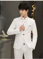 Slim fit men's white suit set with blazer, white shirt, and matching trousers for formal events - S / Single Button Style (Blazer, Vest, And Pants) / White