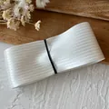 White striped ribbon roll with silk texture for doll clothing DIY and crafts - 3.6cm / Off-White