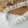 White pleated organza lace trim for DIY crafts and home curtain decoration - Accordion Pleat Organza (Style-08)