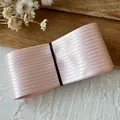 Pale pink striped ribbon with soft silk luster and textured weave for DIY crafts - 3.6cm / Pink