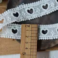 White heart-shaped hollow lace trim with scalloped edges for DIY sewing and doll clothes - Lace Heart / White