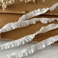 Elastische weiße Rüschenspitze für DIY-Nähprojekte und Ärmeldekorationen an Kleidung - Schmaler Stil (A0) / Weiß
