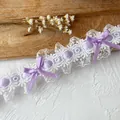 Franse Lolita-stijl witte kant met paars zijden lint en strikken voor DIY-projecten - Paars