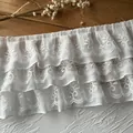 Three-layer white pleated chiffon lace trim for dress hems and DIY sewing crafts - White