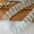 Mint green pleated organza lace trim for DIY skirt hem and clothing decoration - Style 3 Mint Green Organza Pleated Lace Trim