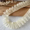 Champagne pleated organza lace trim for DIY sewing and decorative garment crafts - Organza Pleated Ruffle (No.8)