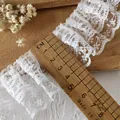 Détail de bordure en dentelle blanche de 5,5 cm pour la couture DIY et l'artisanat - Double Couche Plissé (Blanc) / Largeur Environ 4.5cm (Longueur 1m) / Blanc