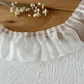 6cm white pleated organza lace trim with ruffled edges for DIY garment sewing and crafts - Shimmer Organza Wave (Style-13)