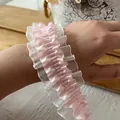 Polsino in pizzo elastico rosa e bianco a doppio strato per accessori stile Lolita DIY - Misto Rosa e Bianco