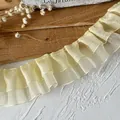 4cm cream double-layered pleated organza lace trim for DIY clothing and sewing crafts - Double Layer Yarn Pleated Lace (No.2)
