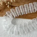 Cinta de organza blanca plisada con elegante diseño de volantes para decorar vestidos - Largo 3m Ancho aprox. 4cm