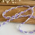 Lavendel Organzaband-Spitze mit weißen Perlen für DIY-Nähen und Puppenkleidbesatz - Lila