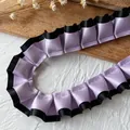Cinta de raso plisada de doble capa con lunares negros y lavanda para manualidades DIY - Color Sólido Morado Oscuro Cifrado 1 Metro De Largo 25 Cm De Ancho