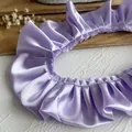 Hellviolette Satin-Rüschen mit weißer Naht für DIY-Bekleidungszubehör und Dekorationen - Standard - Lila