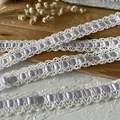 Nastro in pizzo di cotone 3m con nastro di raso lavanda per cucito e fai da te - Viola Chiaro