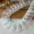 Muntgroene geplooide organza kant met wit gaas voor DIY kleding naaien en handwerk - Munt Groen (Breedte ca. 5cm) / Muntgroen