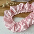 Zweilagige rosa Satin-Plissee-Spitzenborte mit Rüschendesign für DIY-Nähen und Handwerk - Standard - Rosa