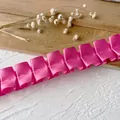 Elegant pink pleated satin ruffle ribbon for dress necklines and DIY sewing crafts - Rose No.3 Box Pleated Satin / Rose Red