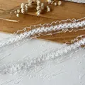 White ruffled elastic lace trim with decorative ball nodes for DIY sewing and clothing crafts - Double Sided Ruffled Style / White