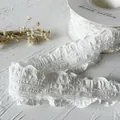 Weißes kariertes Schleifenband mit Rüschenspitze für DIY handgemachte Bastelmaterialien - Breite Version / Weiß
