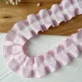 Pink and white checkered pleated ribbon with fine white lace for DIY doll clothes - No.14 Plaid Lace