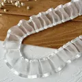 Pizzo in organza plissettata bianca con volant per cucito fai-da-te e decorazioni - Bianco