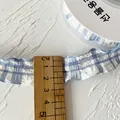 Ruban dentelle à carreaux bleu et blanc, largeur 1,5 cm pour loisirs créatifs DIY - Version Étroite / Bleu