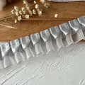 Bordure en dentelle plissée gris argenté avec satin et mesh pour projets de couture - Style Plissé Composite Double Couche à Bord Large