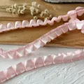 Delicate light pink ruffled satin ribbon for DIY sewing and clothing decoration - Pink