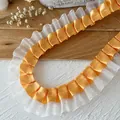 Orange pleated satin ribbon with white organza ruffle trim for DIY clothing and crafts - Orange White Double Layer Composite Lace (Orange)