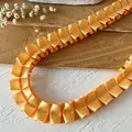 Orange pleated satin lace ribbon trim with ruffle texture for DIY sewing and dress making - Double Sided Pleated Satin (Style No. 2)