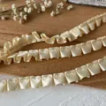Pleated cream satin ribbon trim with elegant ruffled texture for DIY sewing crafts - Custard Yellow